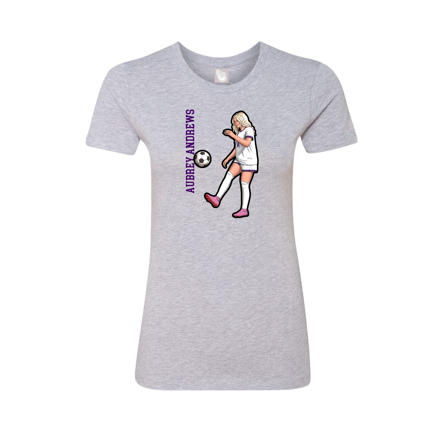 Womens Tee — Name Vertical in Grey
