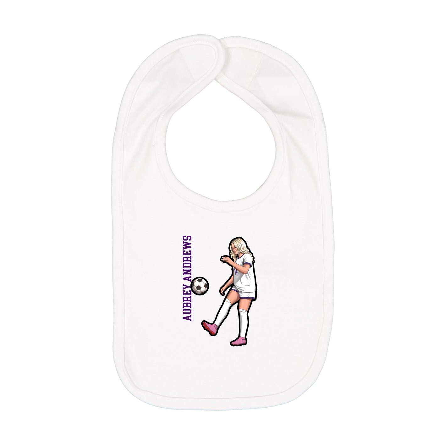 Infant Bib — Name Vertical in White