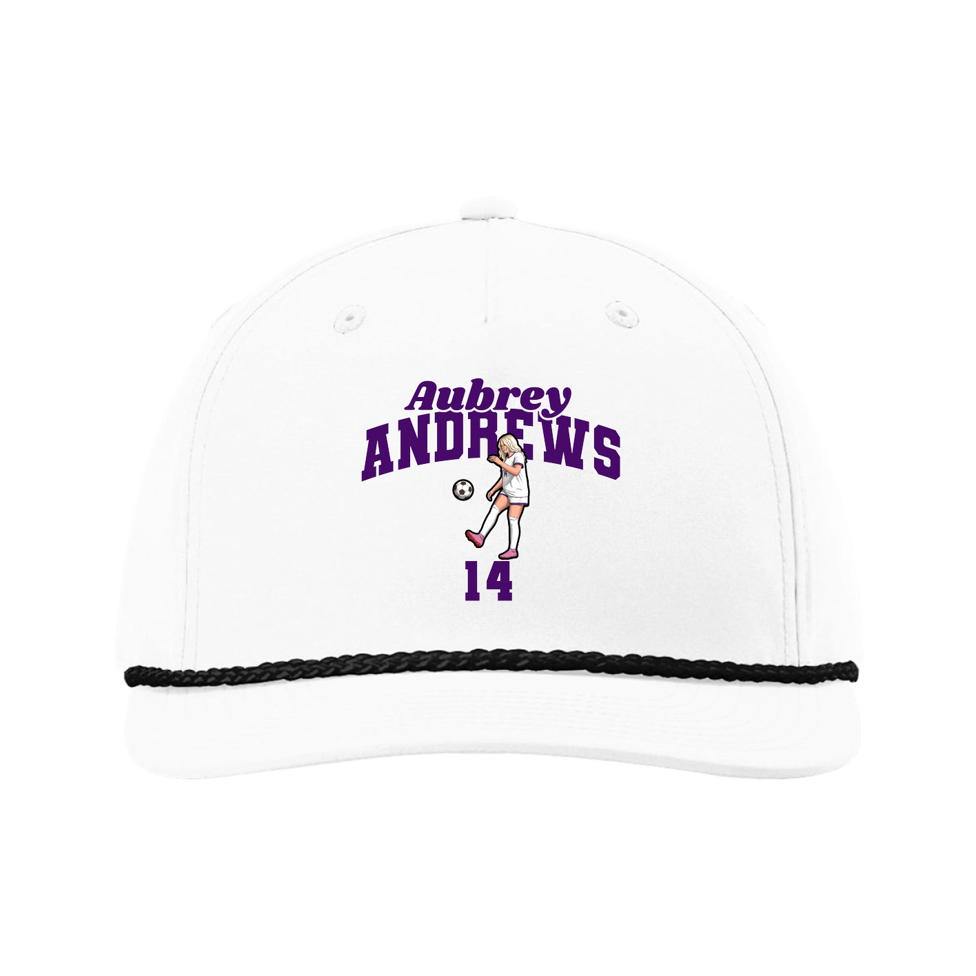 Five-Panel Classic Rope Cap — Signature Arch in White