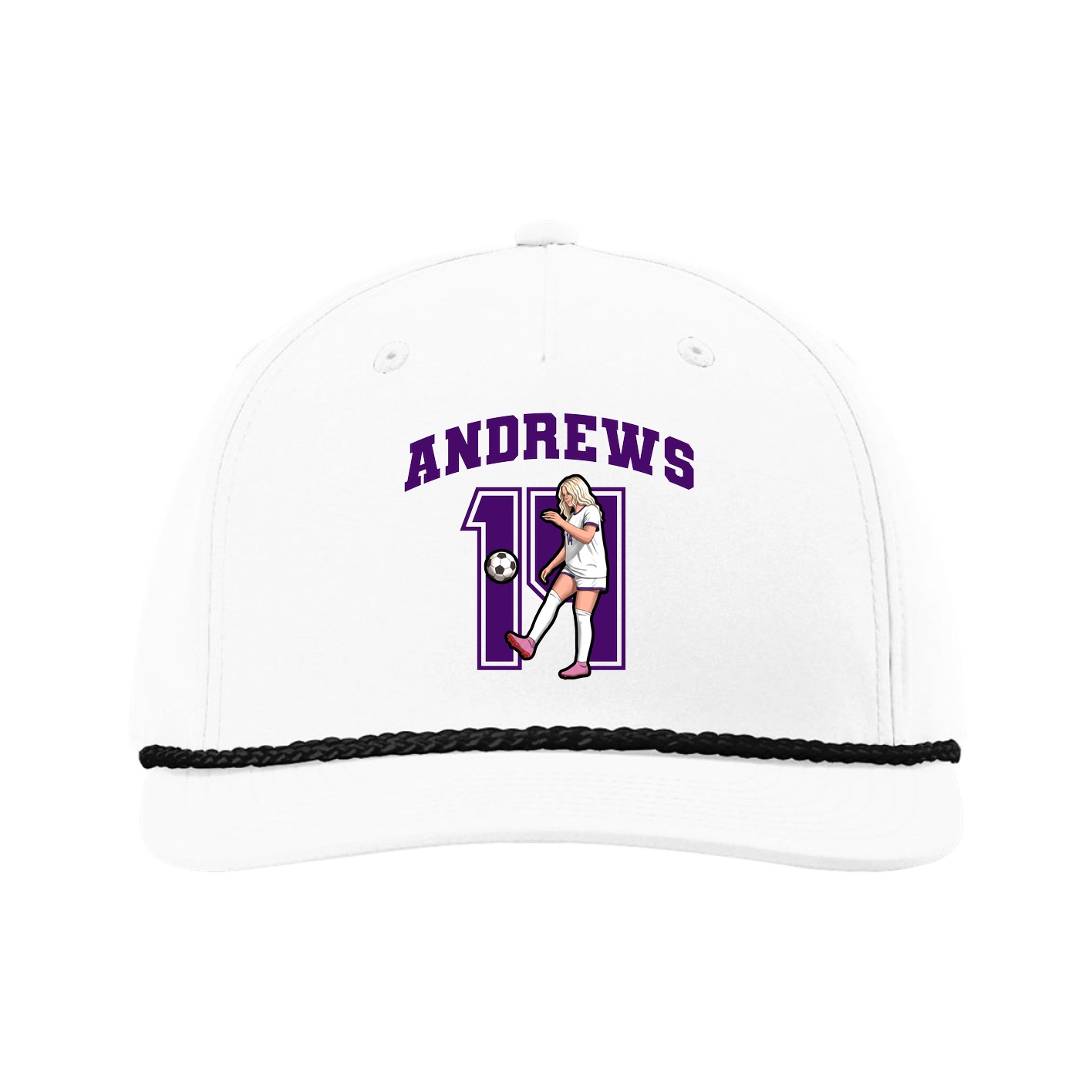 Five-Panel Classic Rope Cap — Number in White