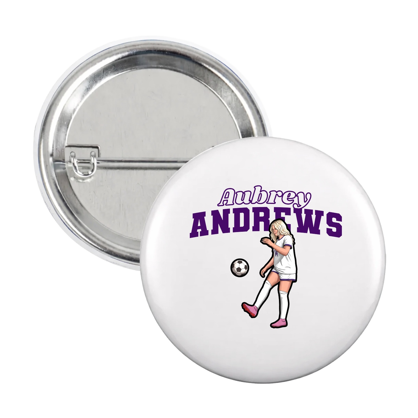 Game Day Button — Name Arch in White