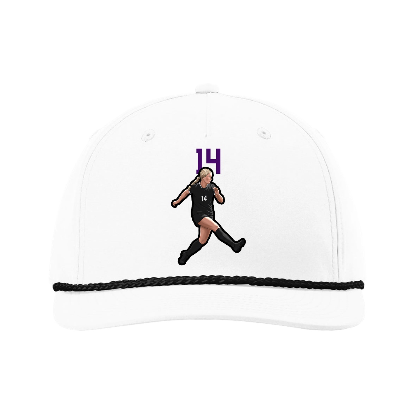 Five-Panel Classic Rope Cap — Number Top in White