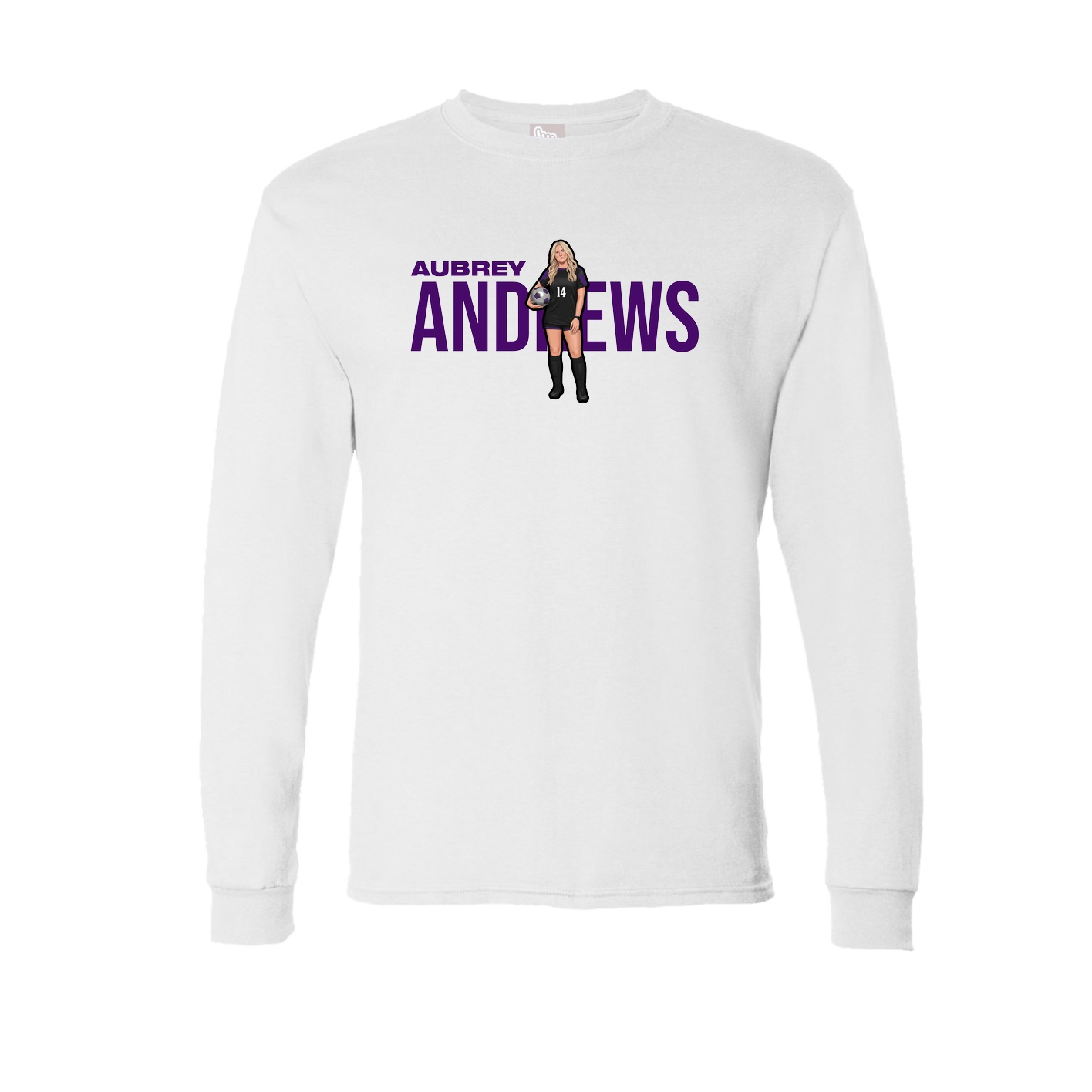 Long Sleeve Tee — Player Name in White