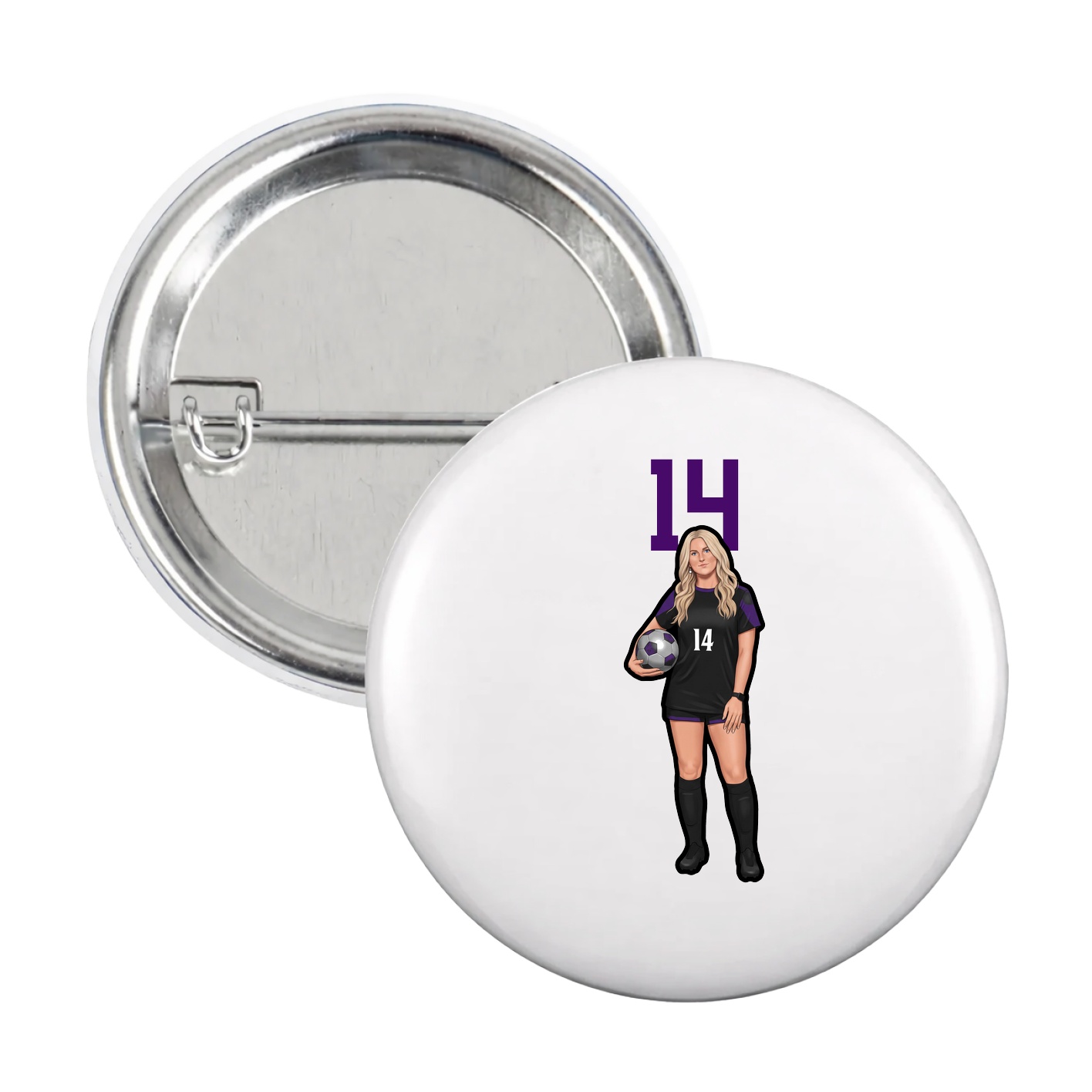 Game Day Button — Number Top in White