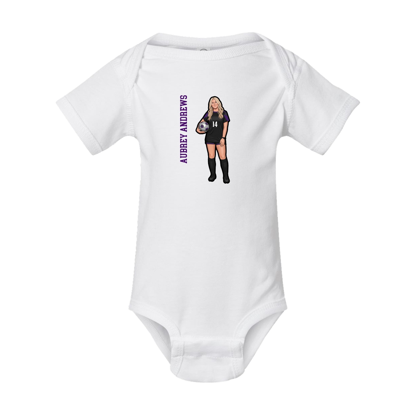 Baby Onesie — Name Vertical in White