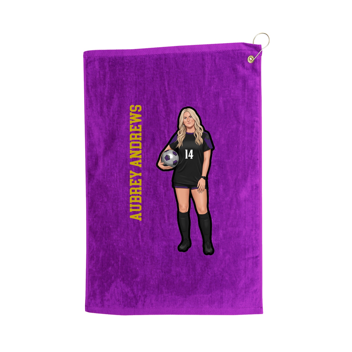 Golf Towel — Name Vertical in Purple