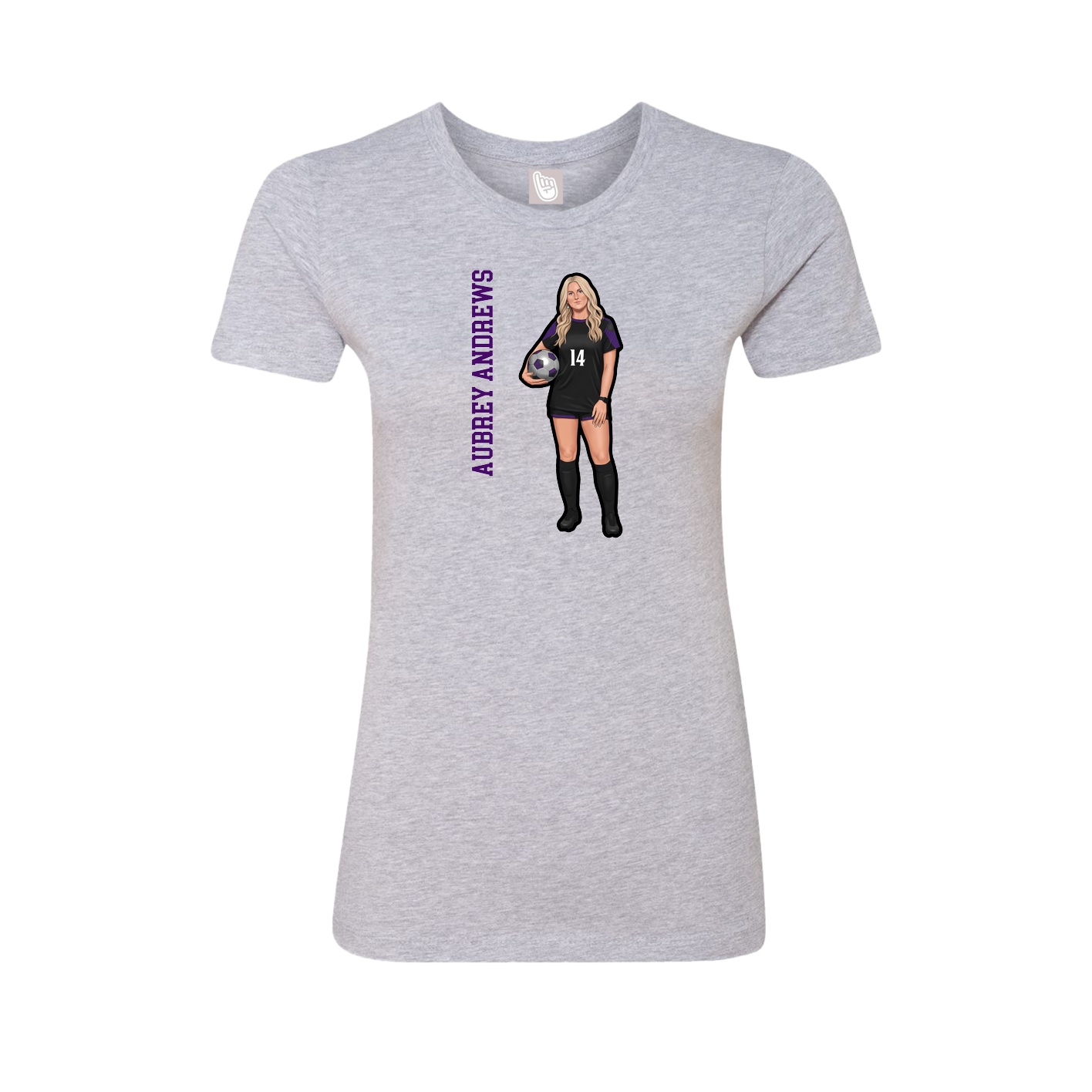 Fitted Women's Tee — Name Vertical in Grey