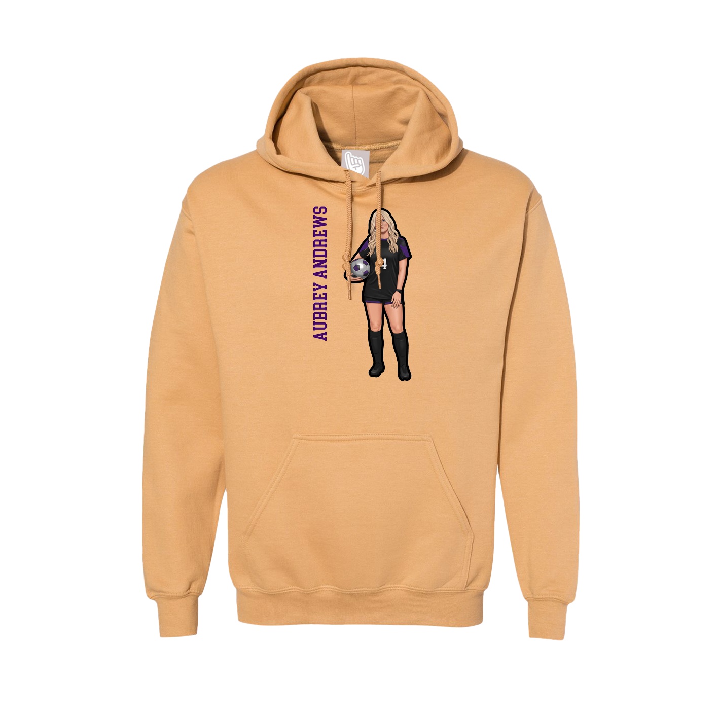 Hoodie — Name Vertical in Vegas Gold