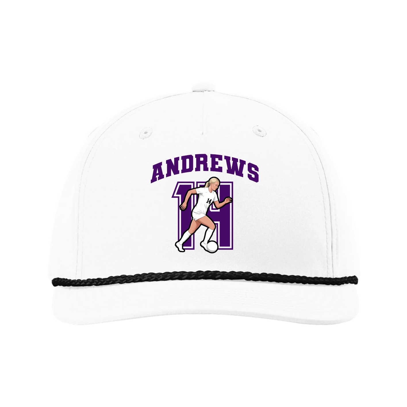 Five-Panel Classic Rope Cap — Number in White