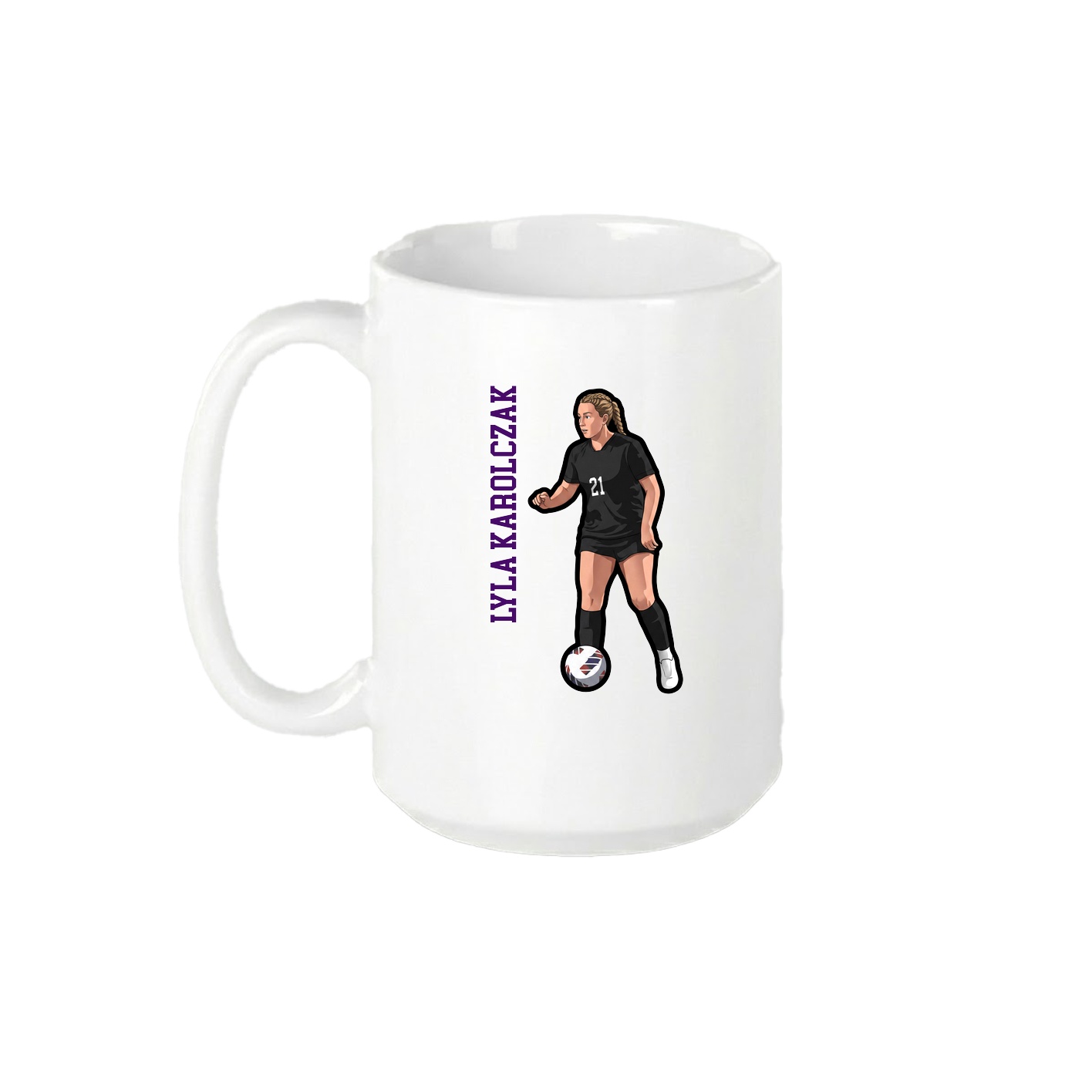 15oz Coffee Mug — Name Vertical in White