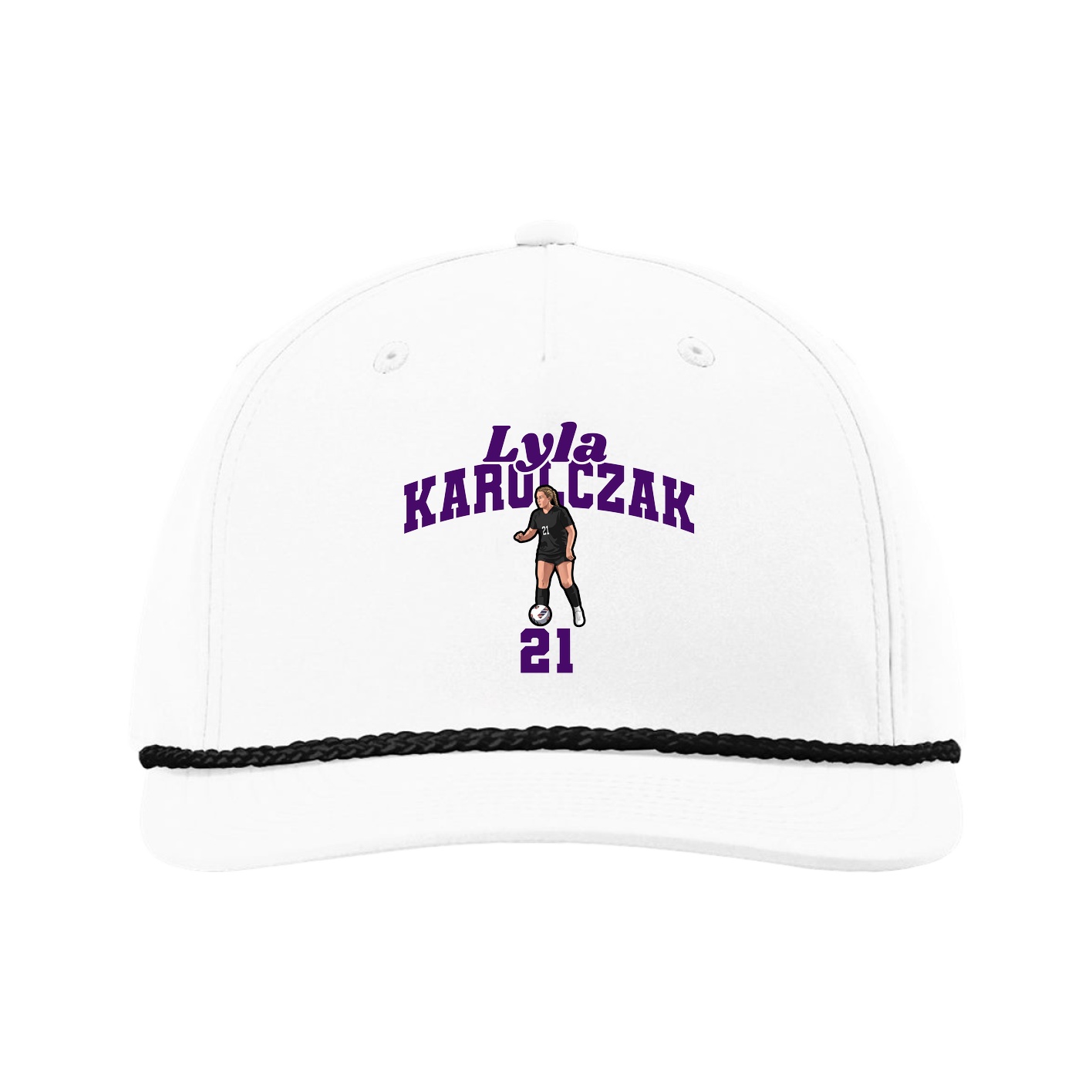 Five-Panel Classic Rope Cap — Signature Arch in White
