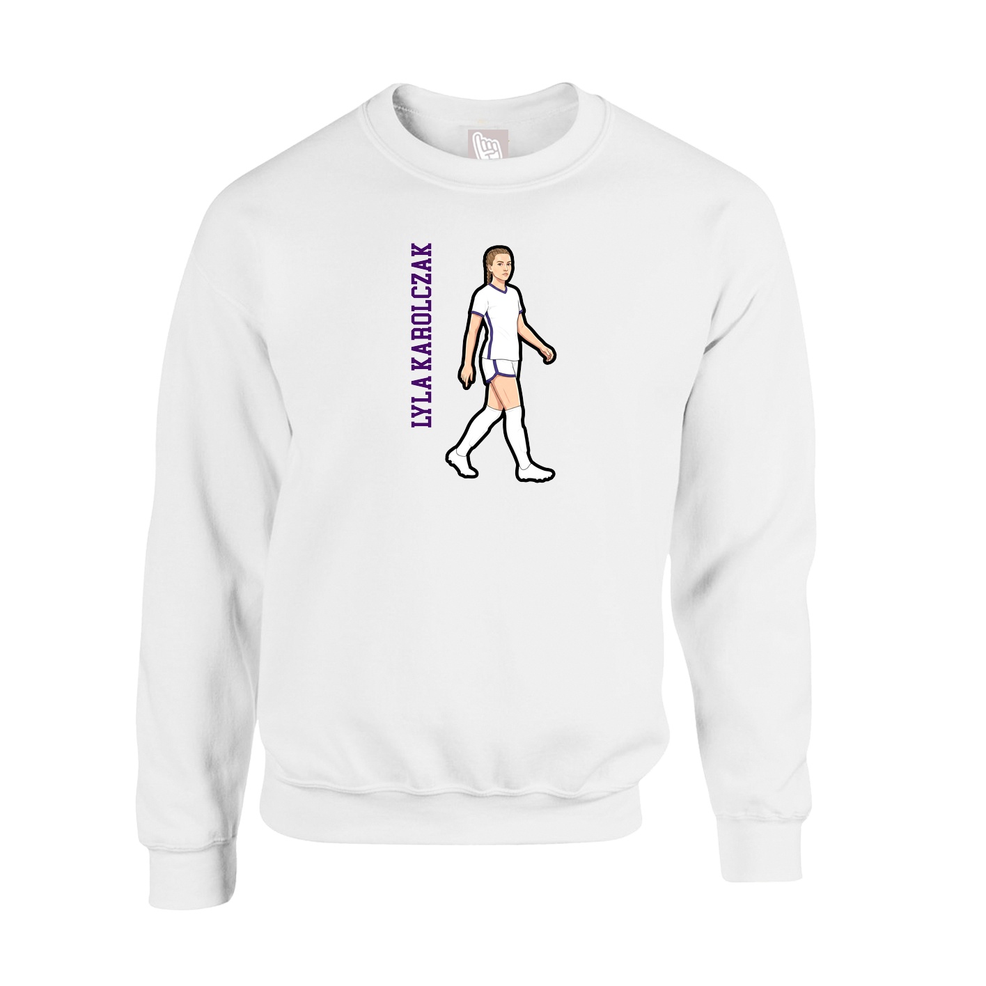 Fleece Crew — Name Vertical in White
