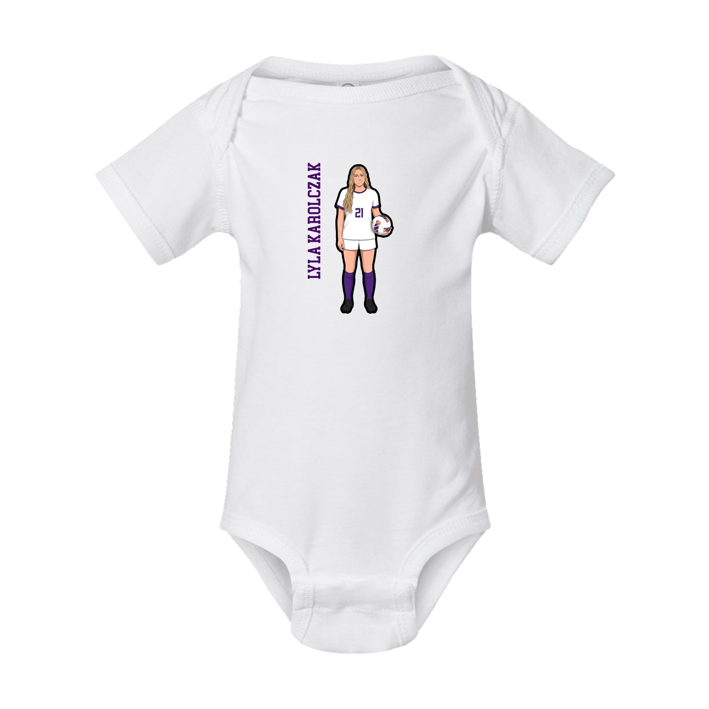 Baby Onesie — Name Vertical in White