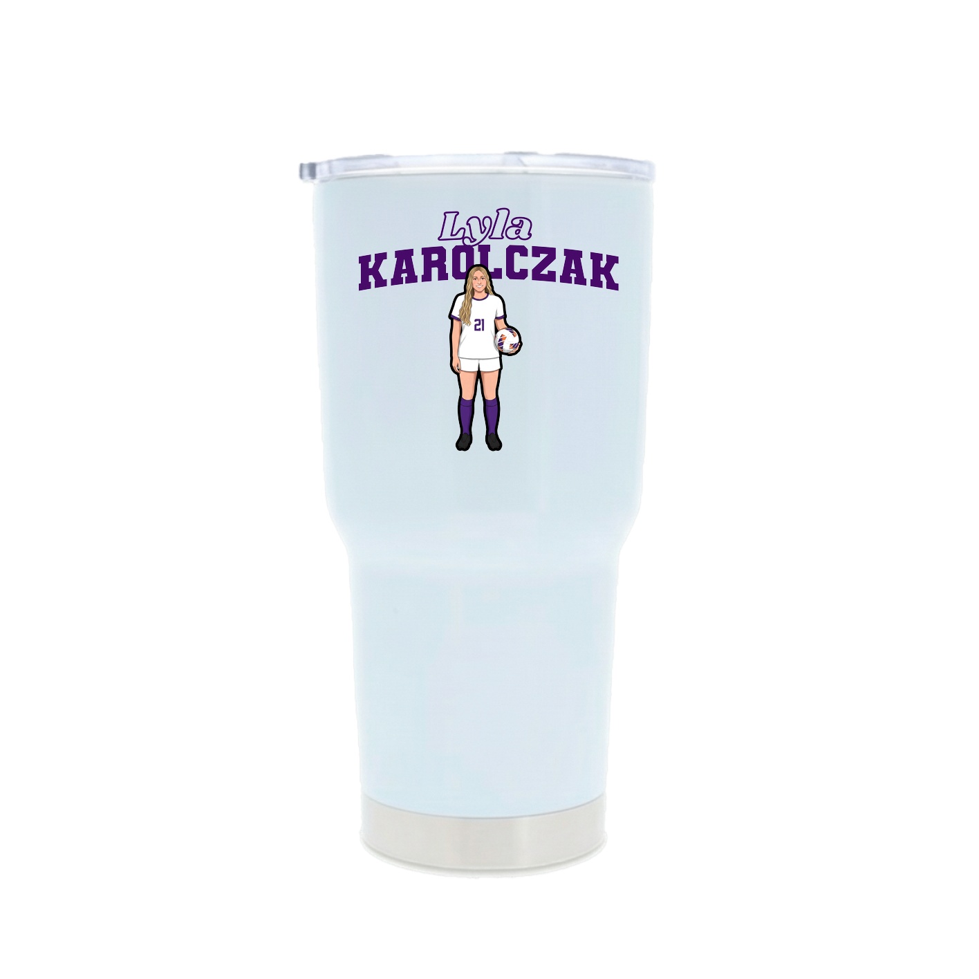 30oz Stainless Steel Tumbler — Name Arch in White