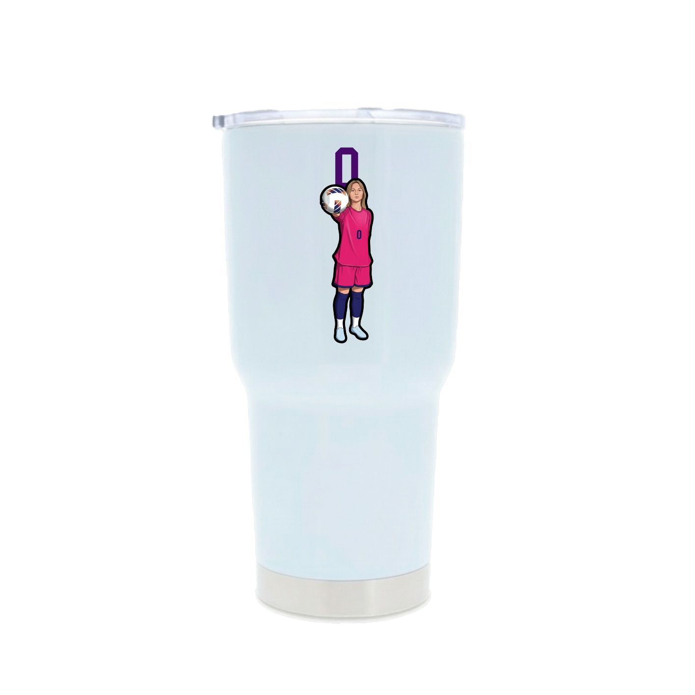 30oz Stainless Steel Tumbler — Number Top in White