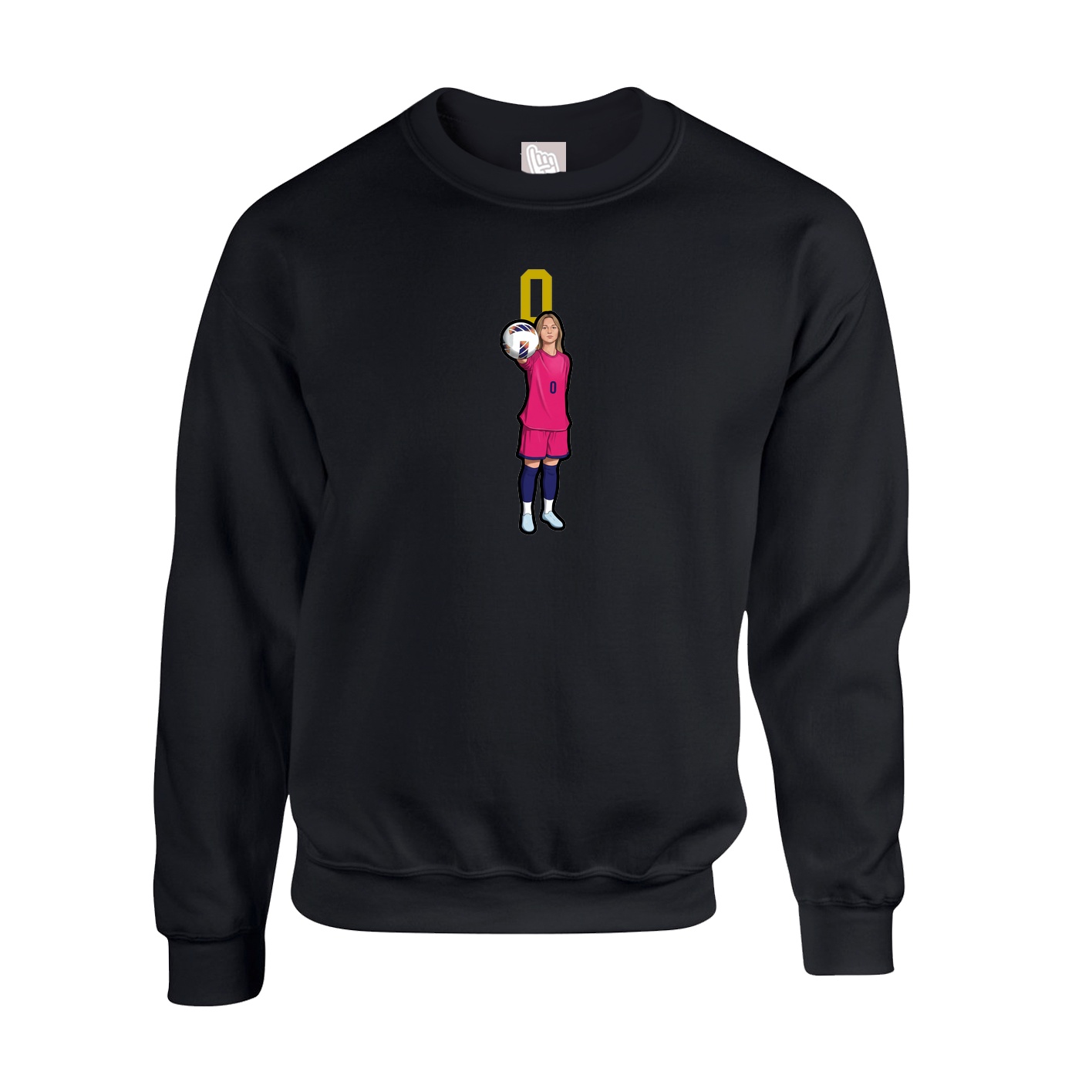 Fleece Crew — Number Top in Black