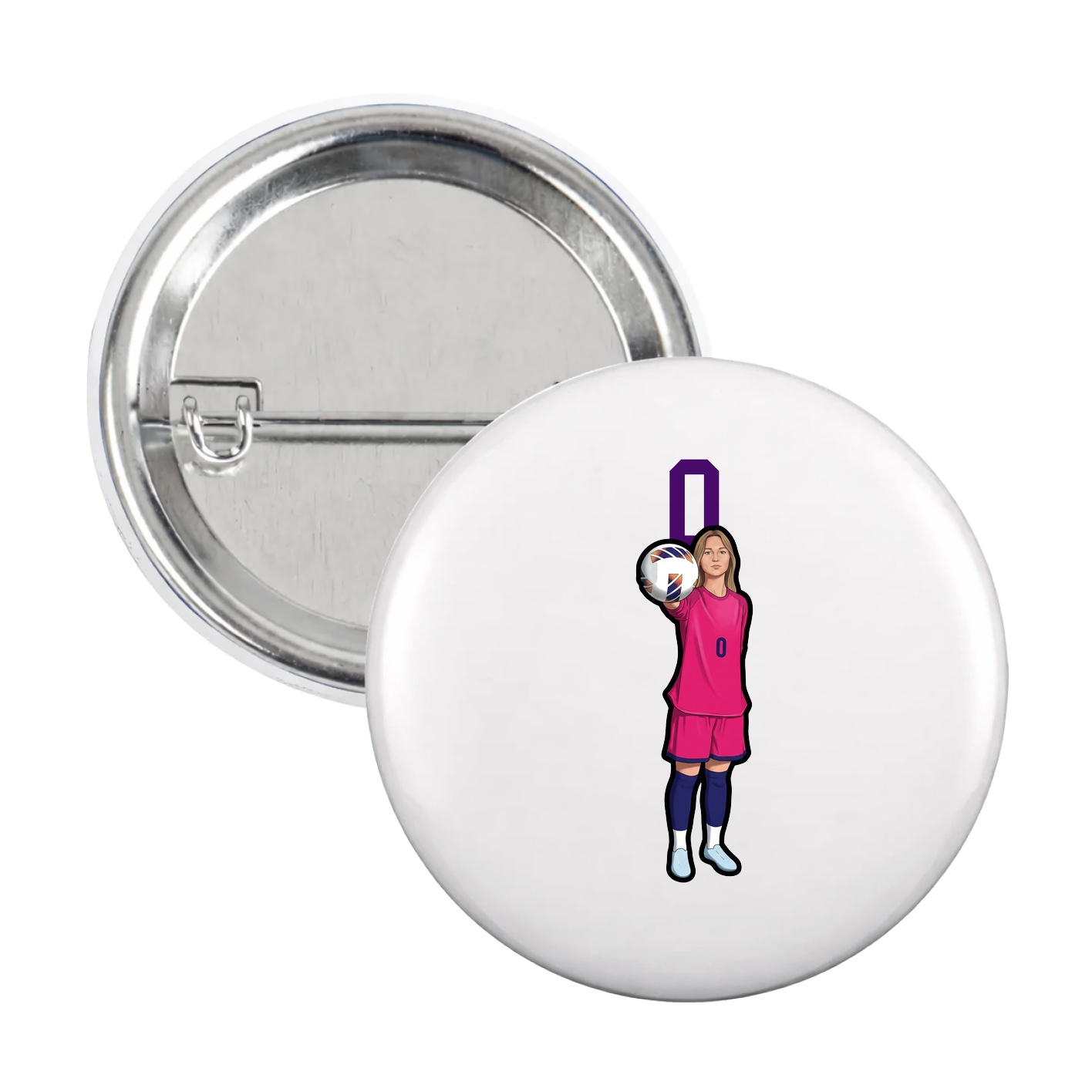 Game Day Button — Number Top in White