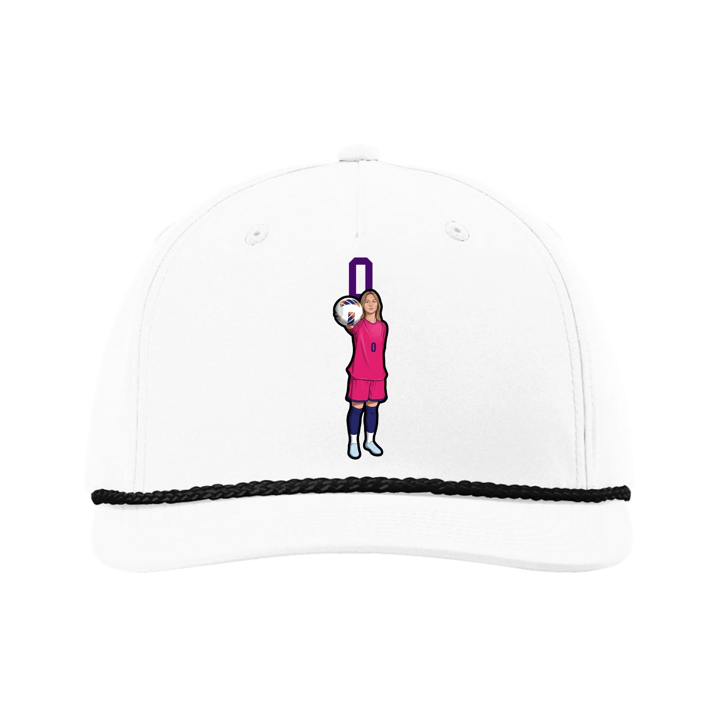 Five-Panel Classic Rope Cap — Number Top in White