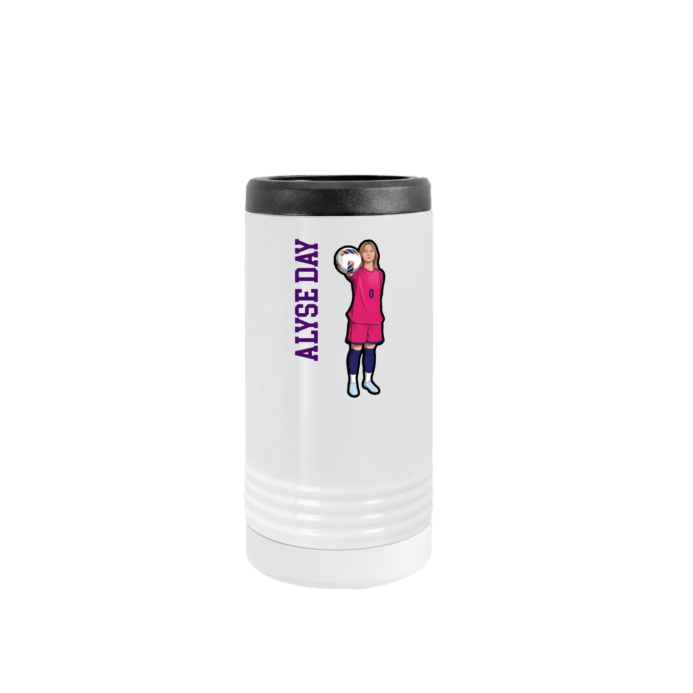 Slim Beverage Holder — Name Vertical in White