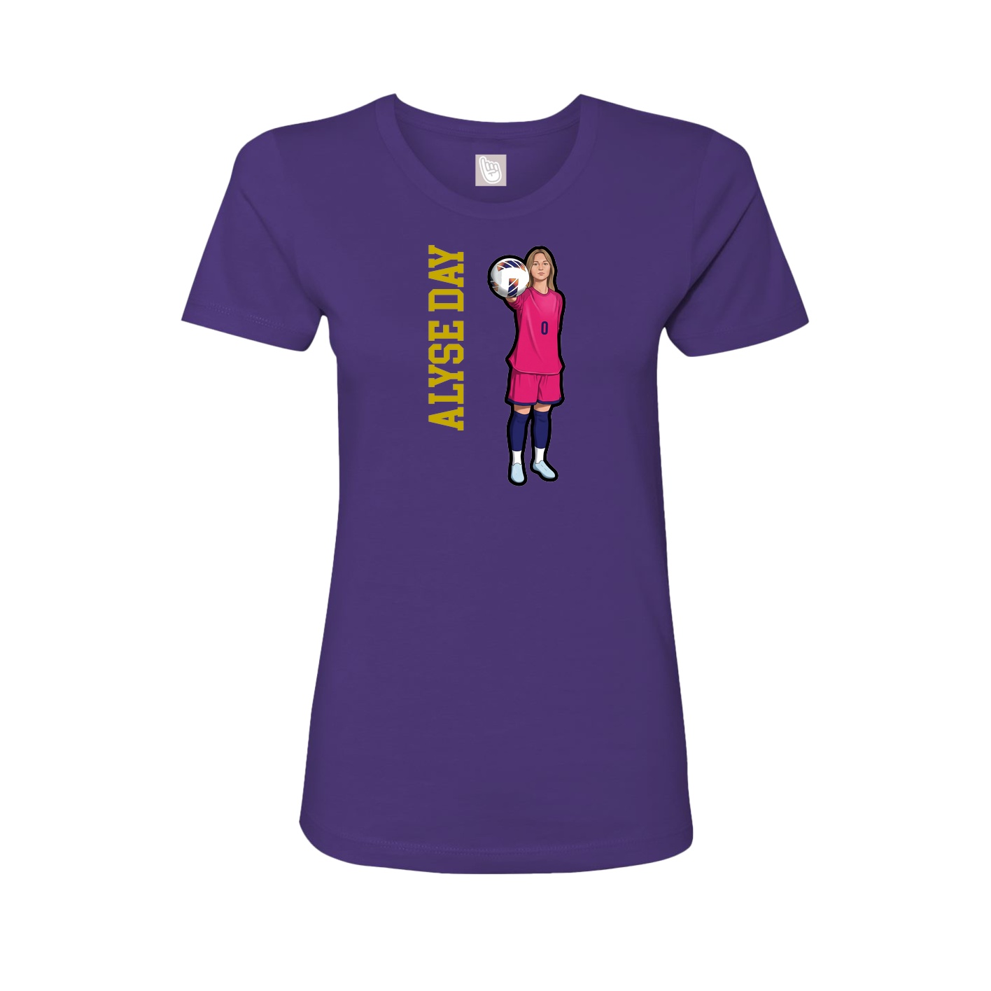 Fitted Women's Tee — Name Vertical in Purple