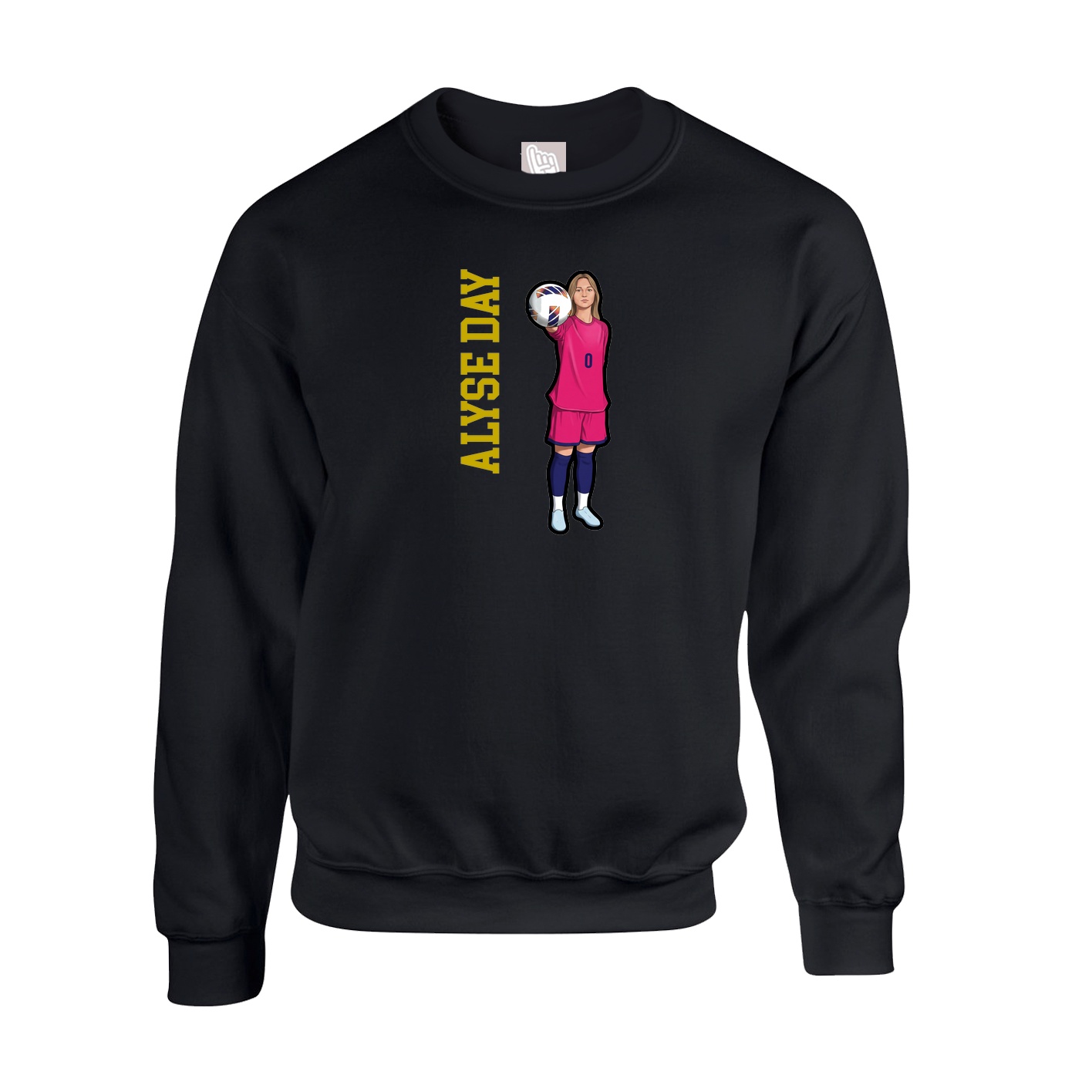 Fleece Crew — Name Vertical in Black