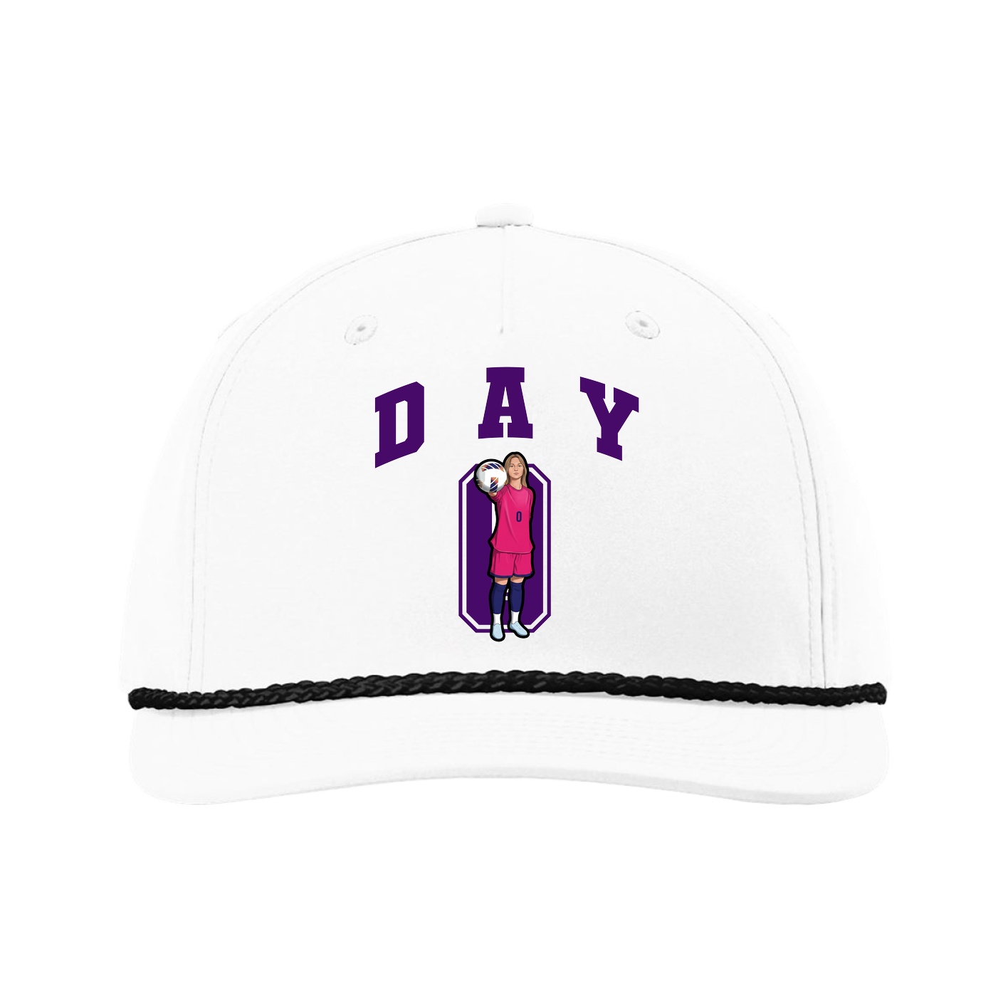 Five-Panel Classic Rope Cap — Number in White