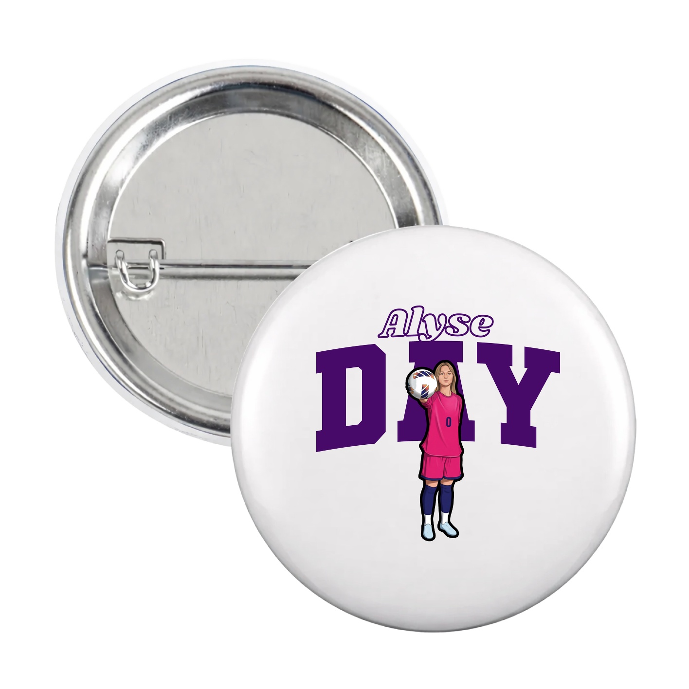 Game Day Button — Name Arch in White