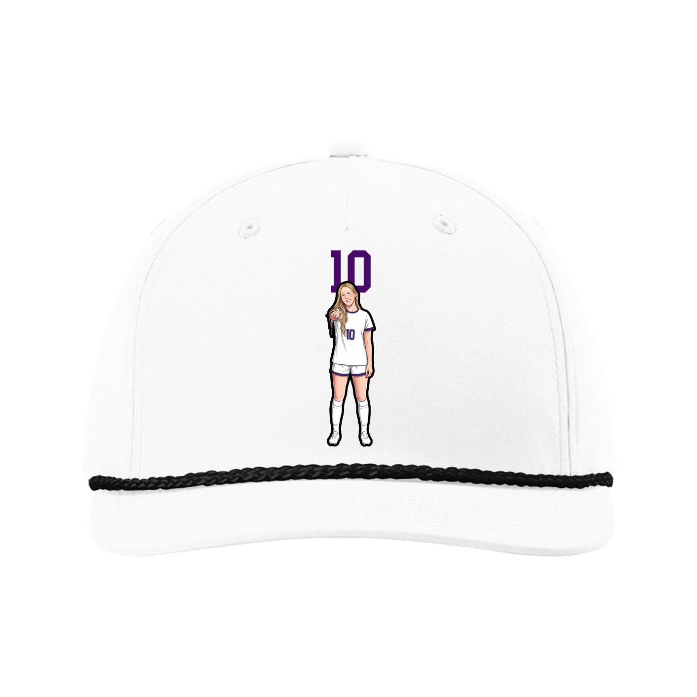 Five-Panel Classic Rope Cap — Number Top in White