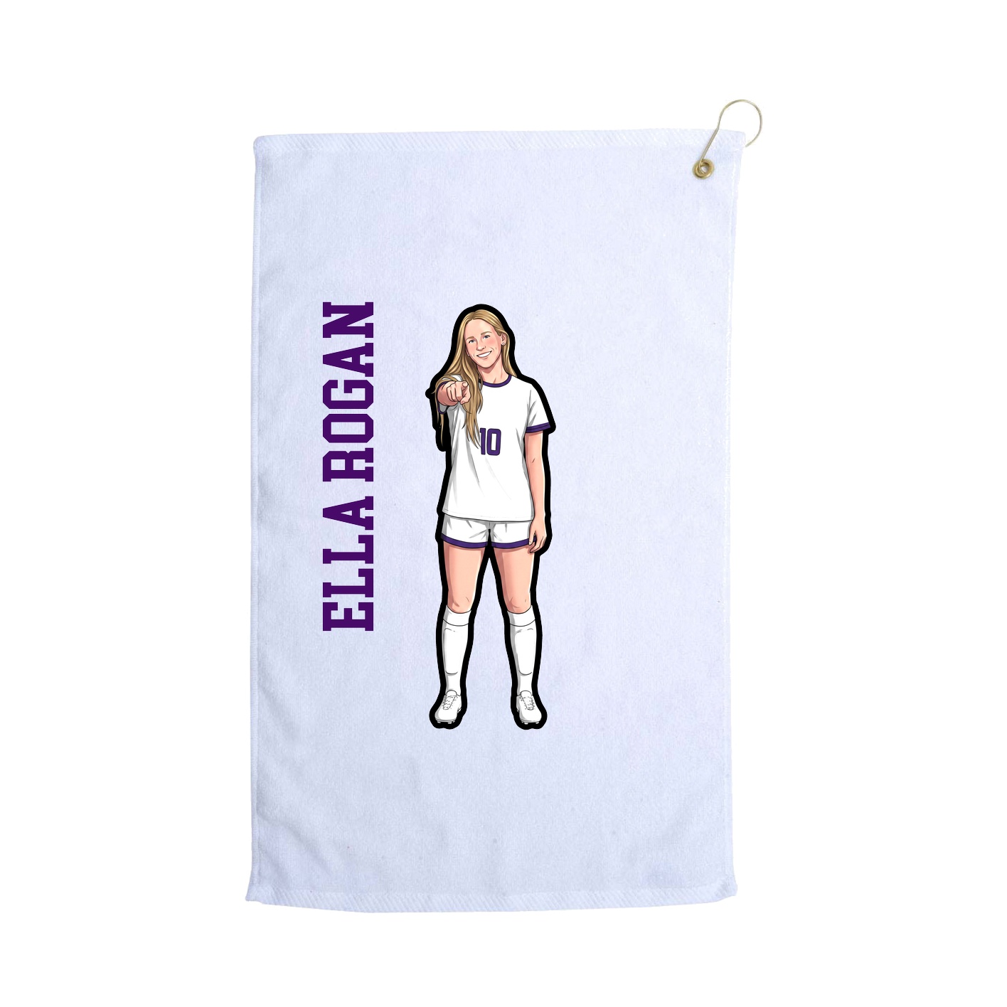 Golf Towel — Name Vertical in White