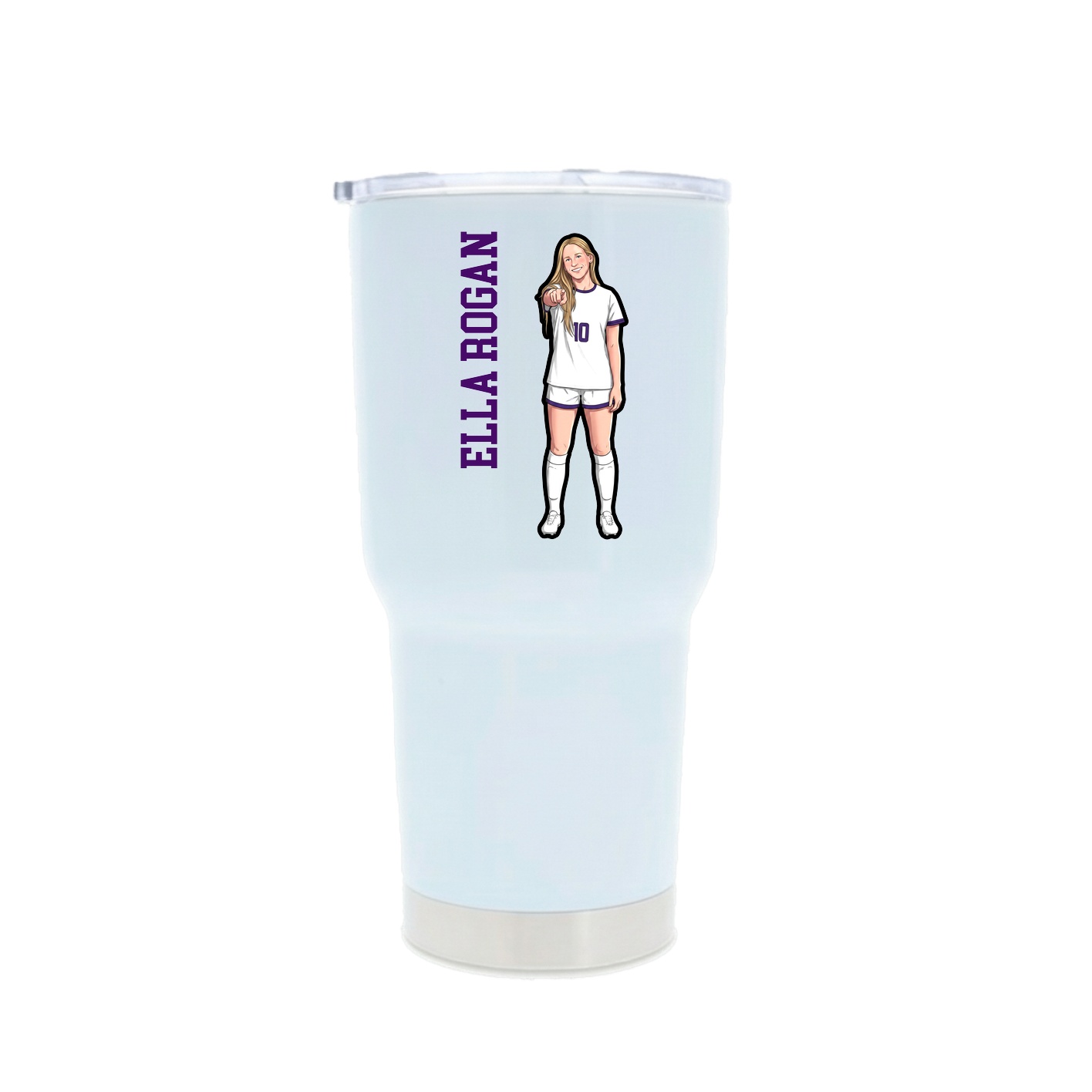30oz Stainless Steel Tumbler — Name Vertical in White