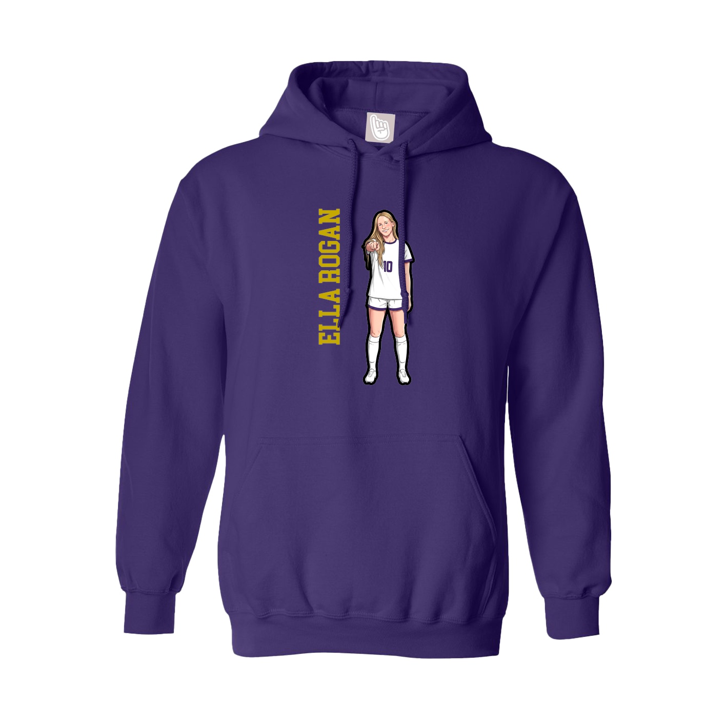 Youth Hoodie — Name Vertical in Purple