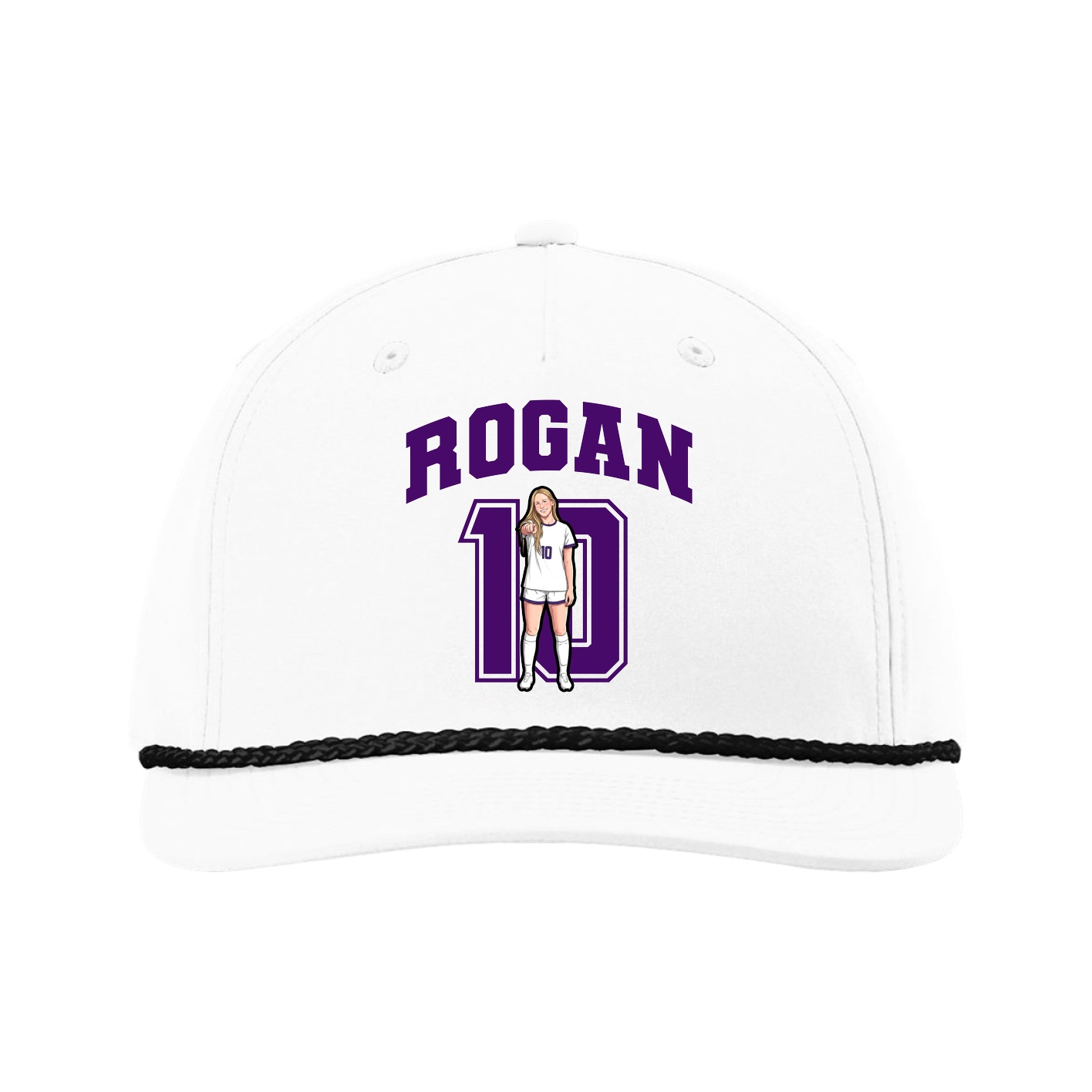 Five-Panel Classic Rope Cap — Number in White
