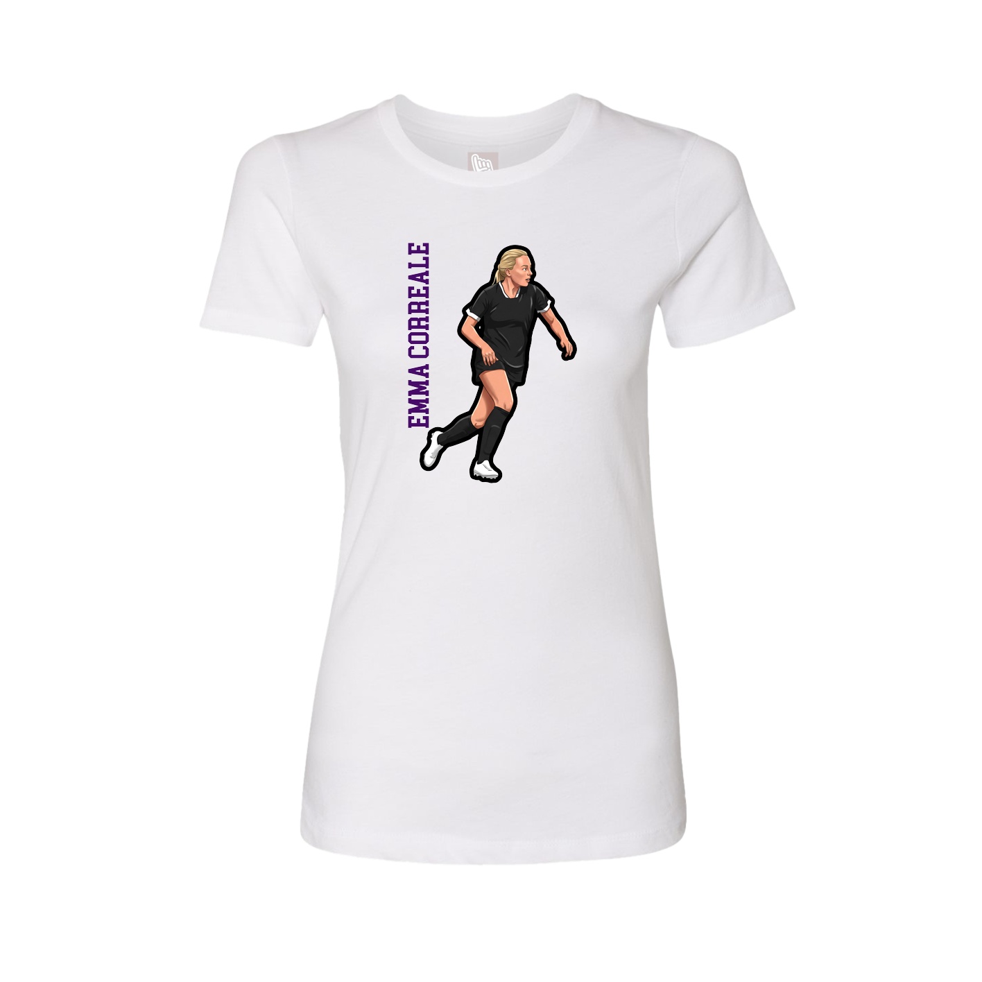 Fitted Women's Tee — Name Vertical in White