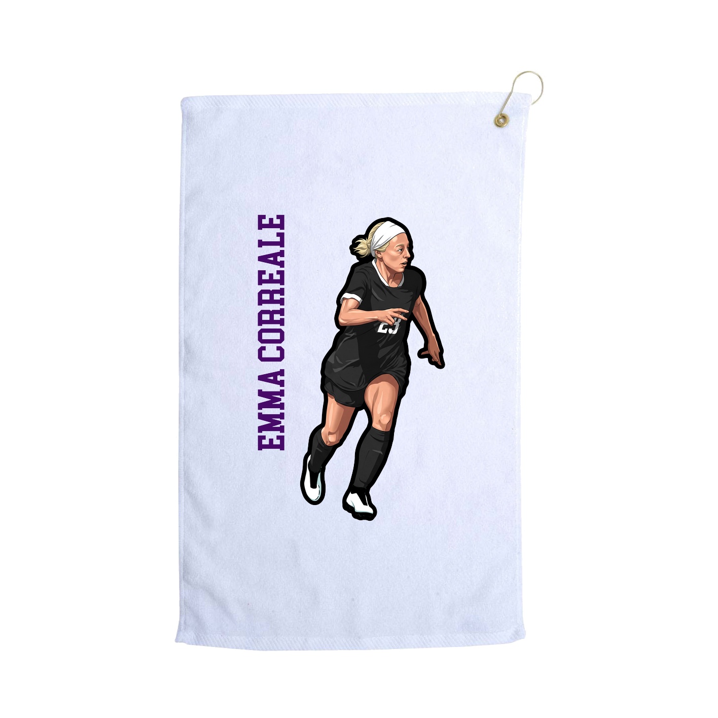 Golf Towel — Name Vertical in White