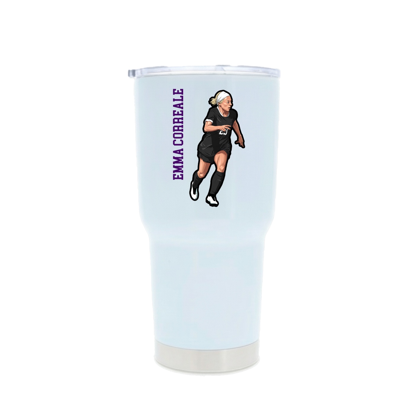 30oz Stainless Steel Tumbler — Name Vertical in White