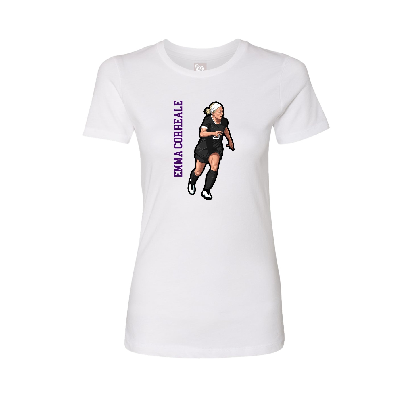 Fitted Women's Tee — Name Vertical in White