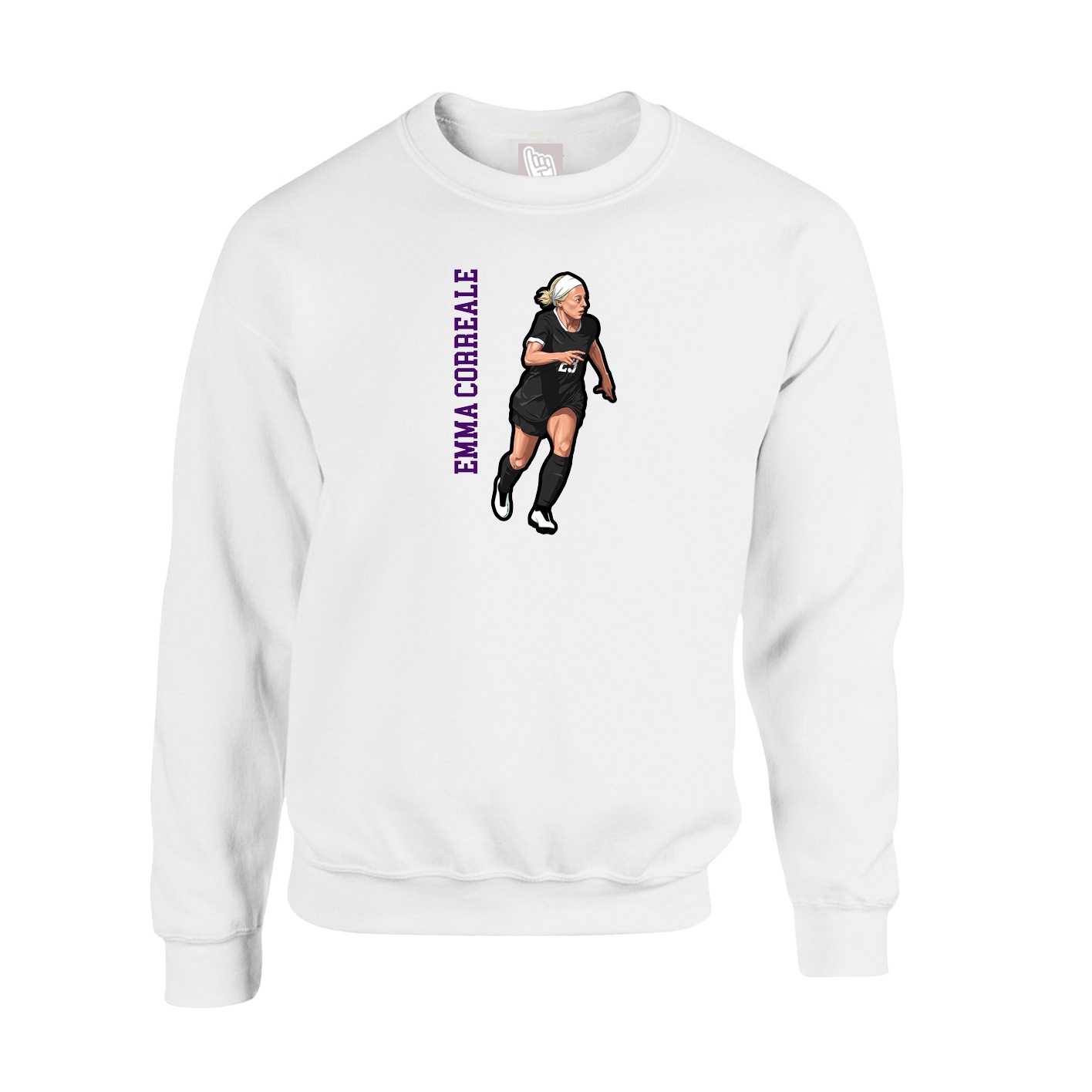 Fleece Crew — Name Vertical in White