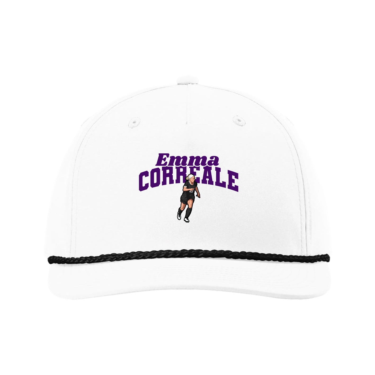 Five-Panel Classic Rope Cap — Signature Arch in White