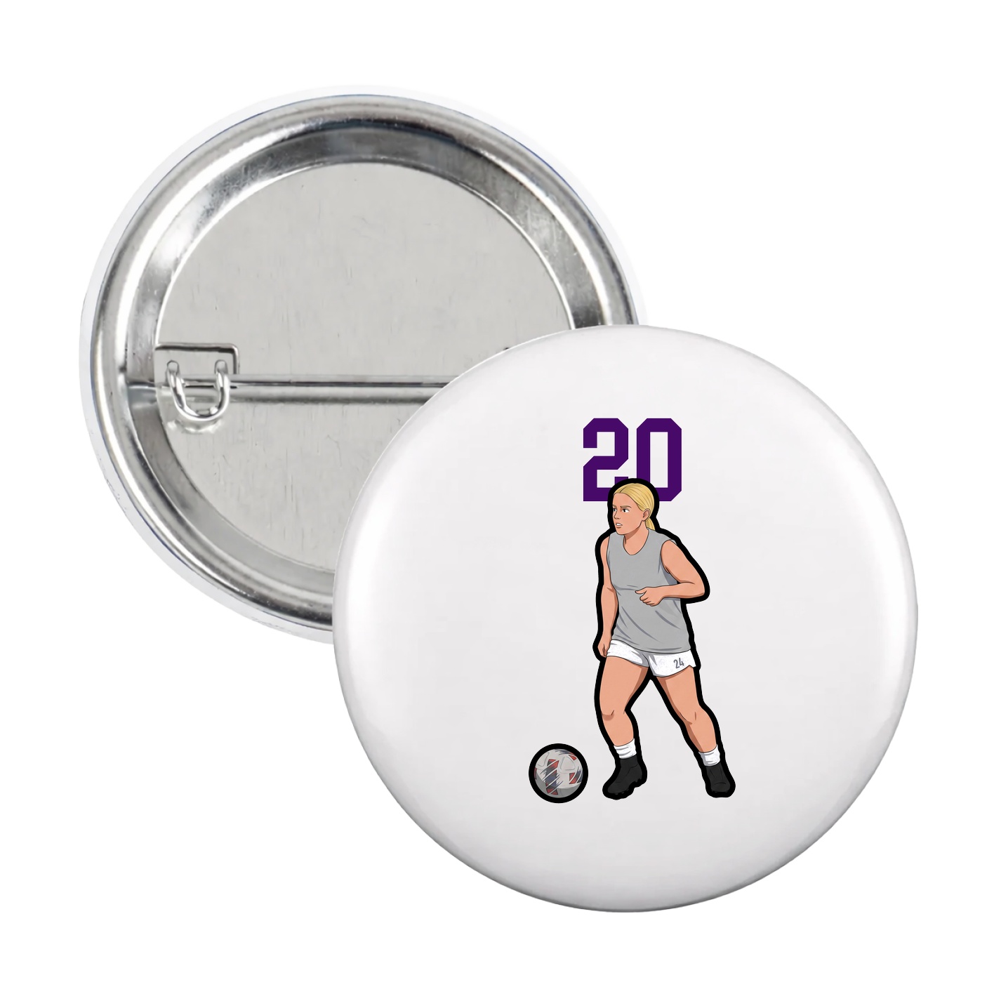 Game Day Button — Number Top in White