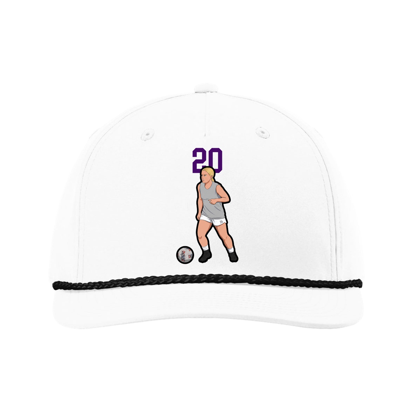 Five-Panel Classic Rope Cap — Number Top in White