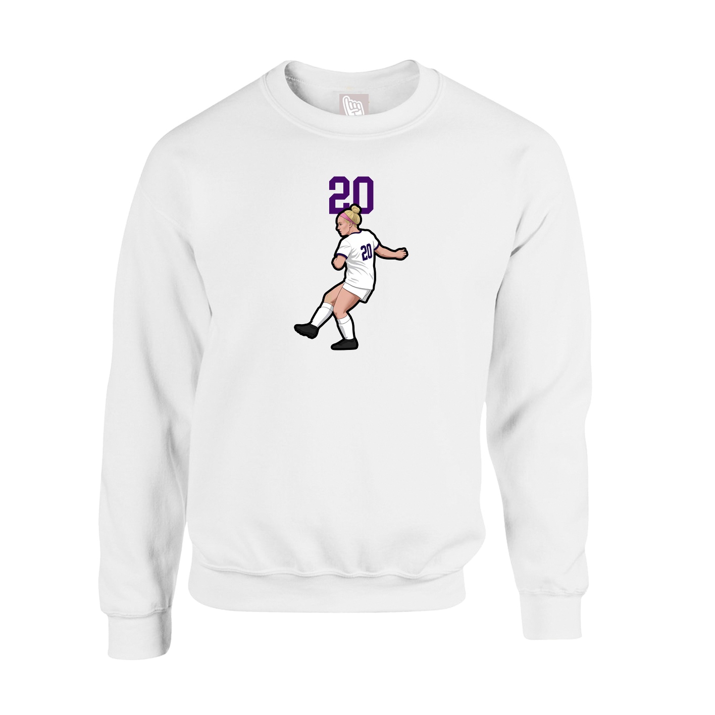 Fleece Crew — Number Top in White