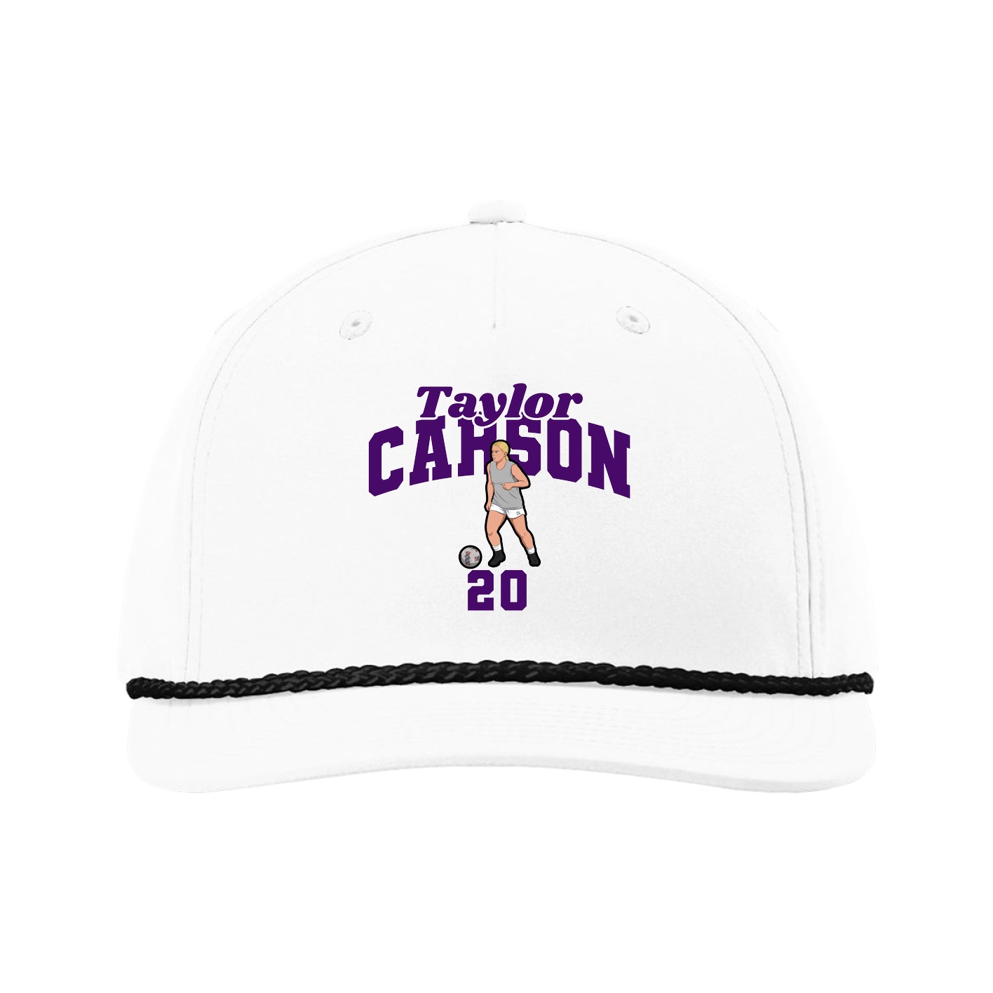 Five-Panel Classic Rope Cap — Signature Arch in White