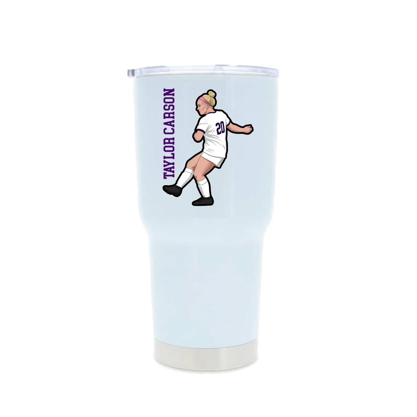 30oz Stainless Steel Tumbler — Name Vertical in White