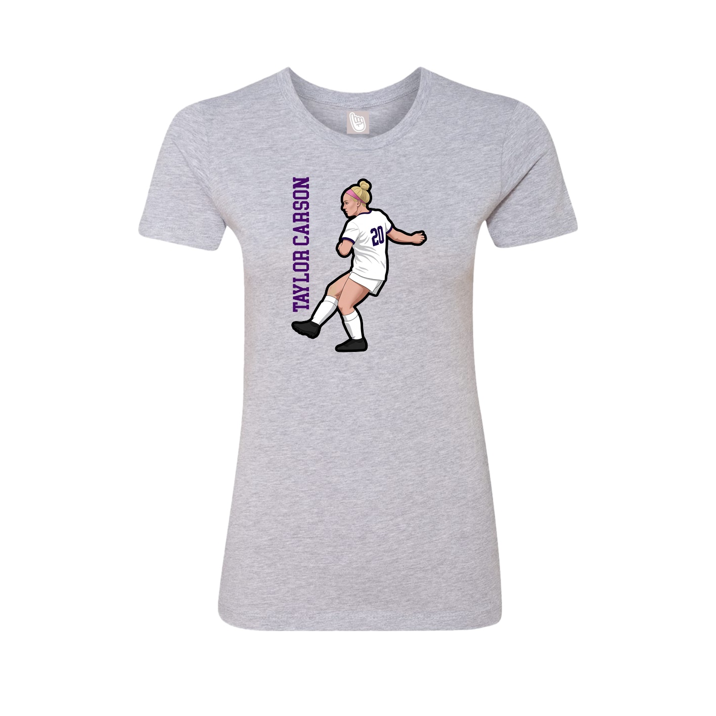 Fitted Women's Tee — Name Vertical in Grey