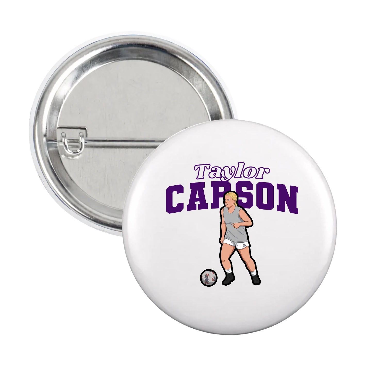 Game Day Button — Name Arch in White