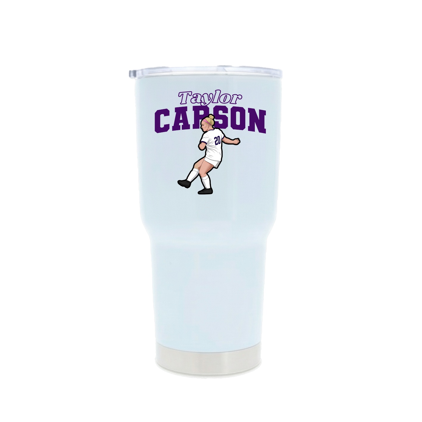30oz Stainless Steel Tumbler — Name Arch in White