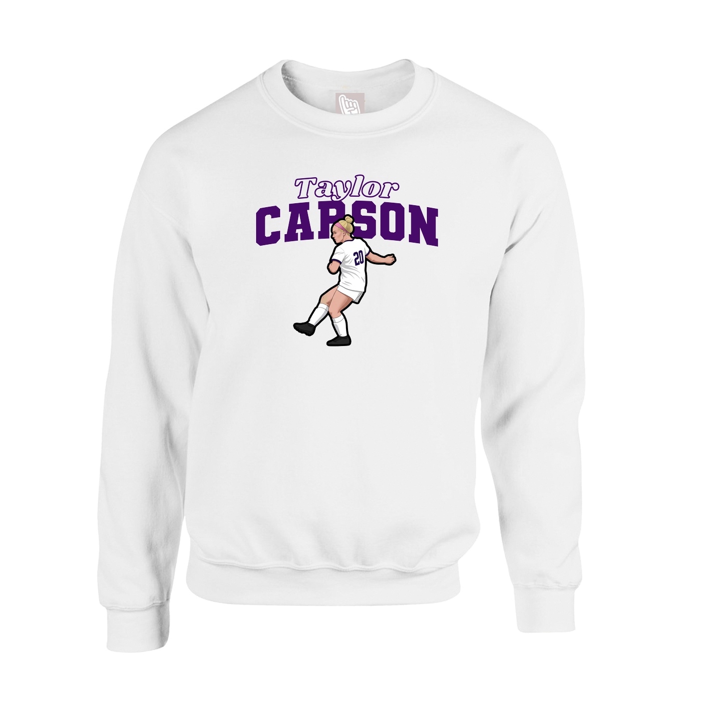Fleece Crew — Name Arch in White