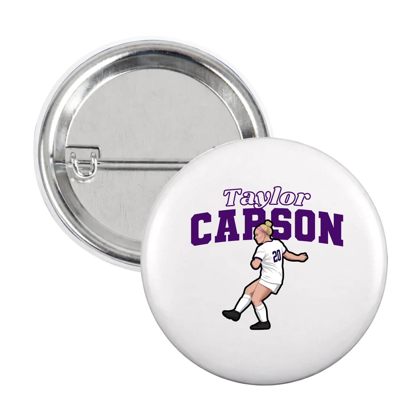 Game Day Button — Name Arch in White