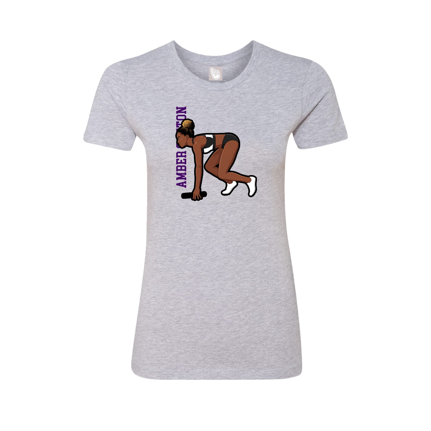 Fitted Women's Tee — Name Vertical in Grey