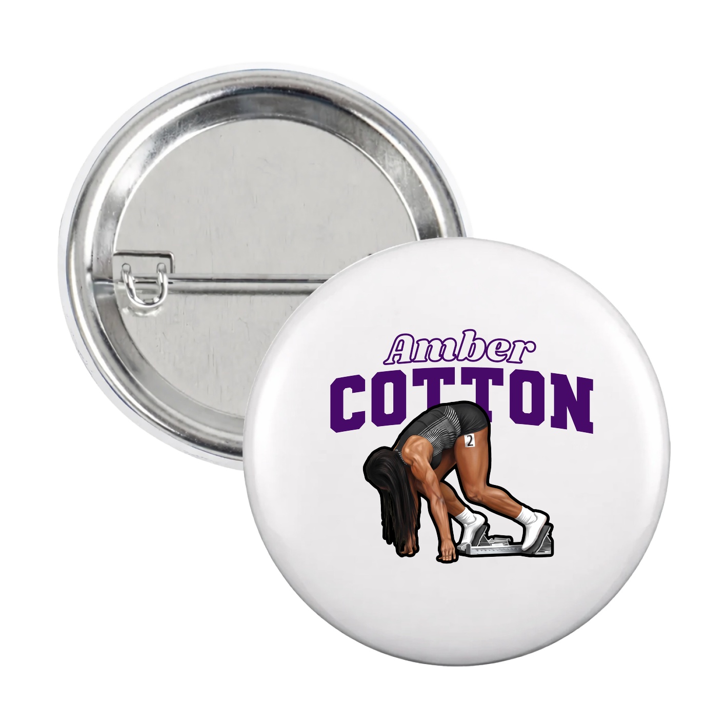 Game Day Button — Name Arch in White